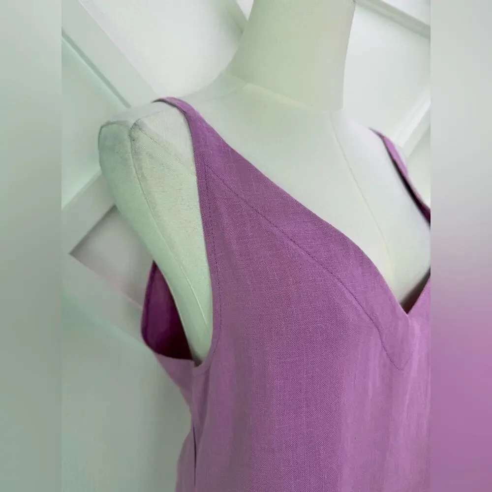 NWT Crown Linen Designs Celine 100% Linen Nightgown Purple Size XS/S